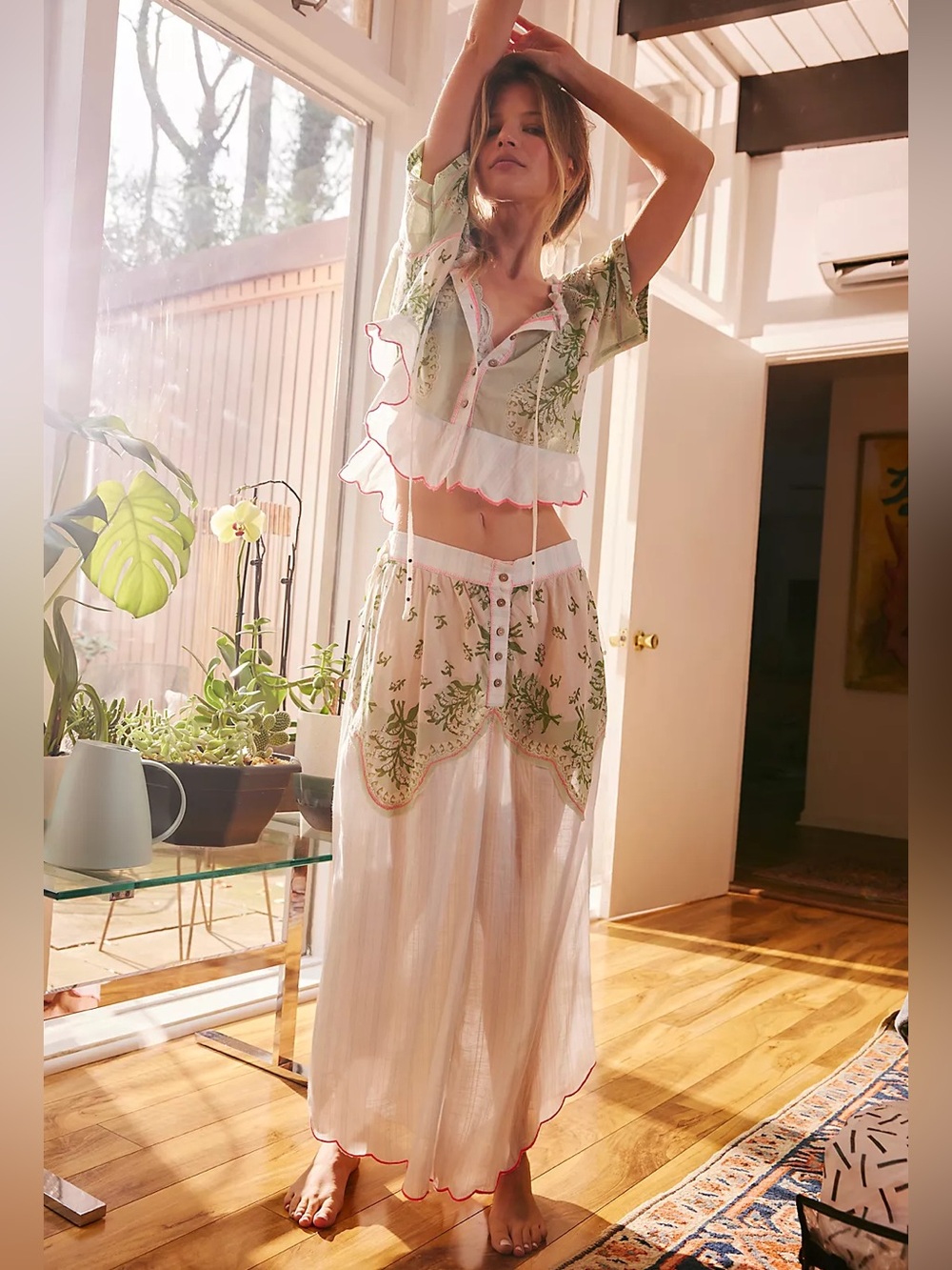 NWT Free People Sweet Thing Lounge Set Botanical Size XS Sage Green RARE